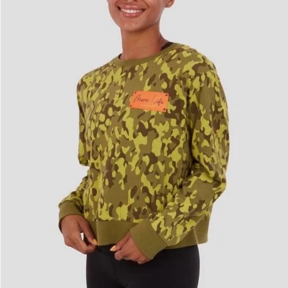 Worn once! OrangeTheory Ladies Camo Crewneck Crop Sweatshirt
